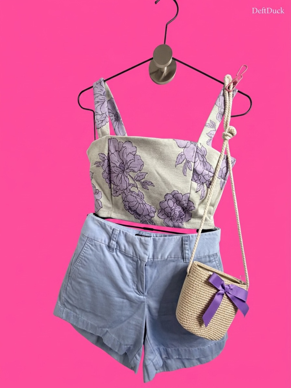 Floral Lavender Cropped Tank Top - Women